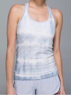 lululemon athletica Light Grey & Cream Tie-Dye Racerback Tank